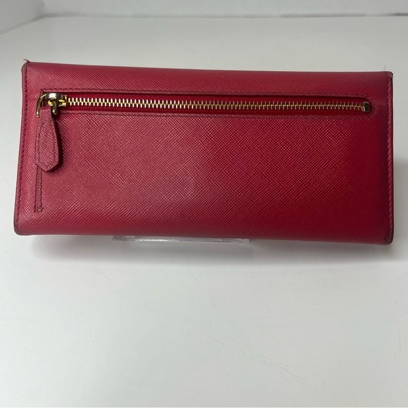 ♥️PRADA RED Saffiano Metal Calfskin Leather Continental/Long Wallet | PRELOVED♥️ - Picture 3 of 16